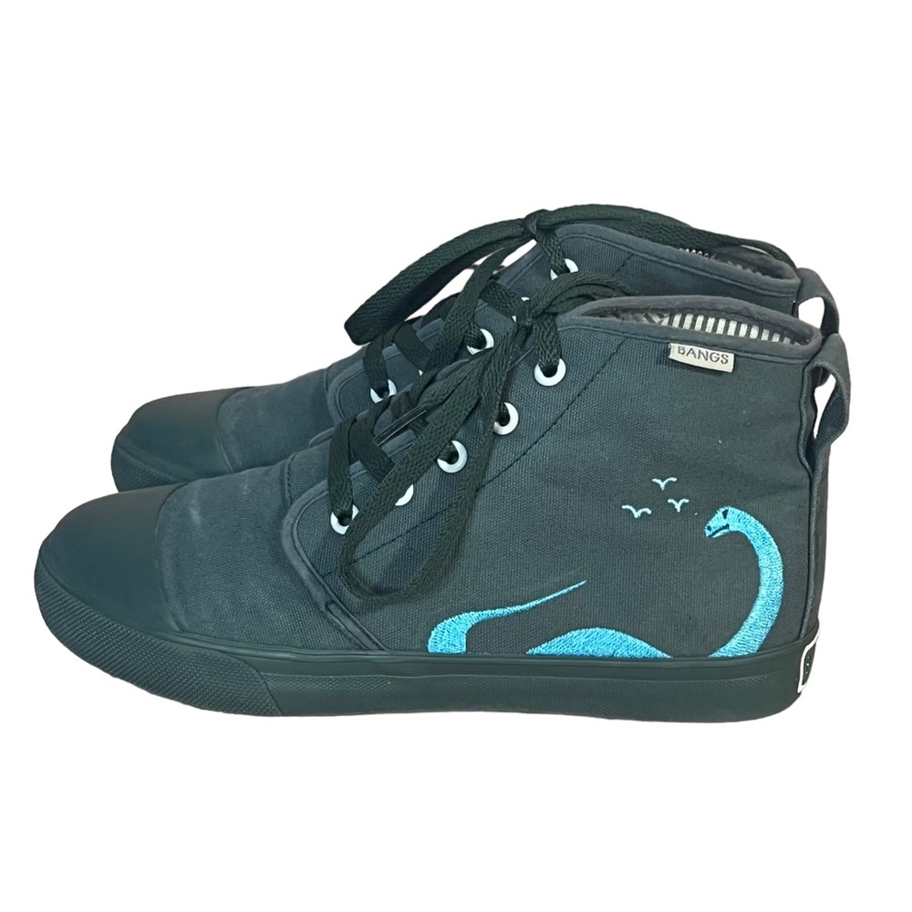 BANGS Prehistoric High Top Shoes Dinosaur Blue Green Size Women's 7.5 Men's 6